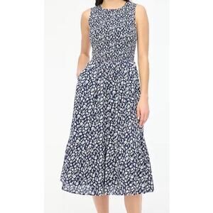 J Crew Printed Smocked Flowy Party Midi Dress US Women's MP New